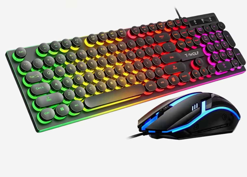 Ensemble clavier à touches rondes + souris à fil