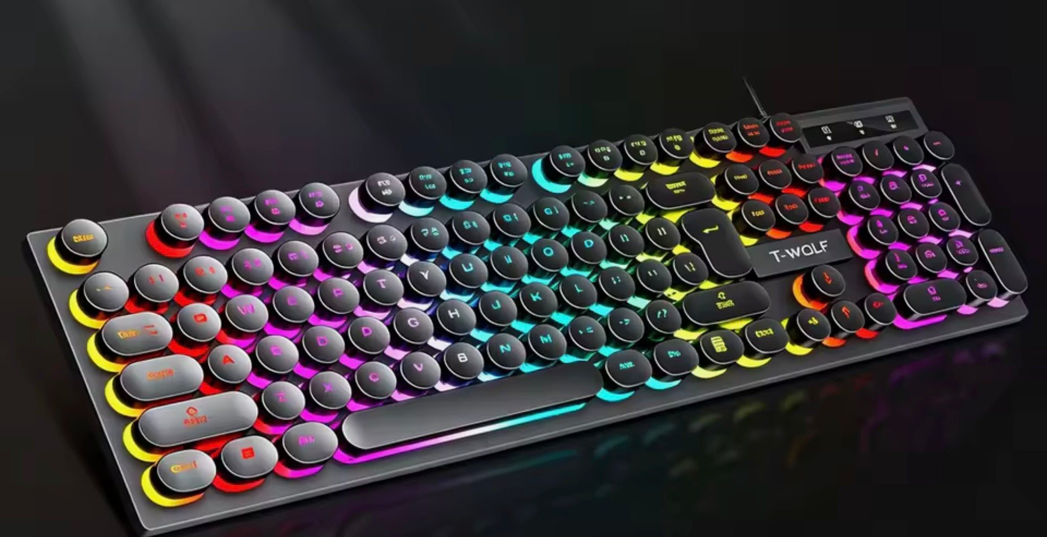 Ensemble clavier à touches rondes + souris à fil