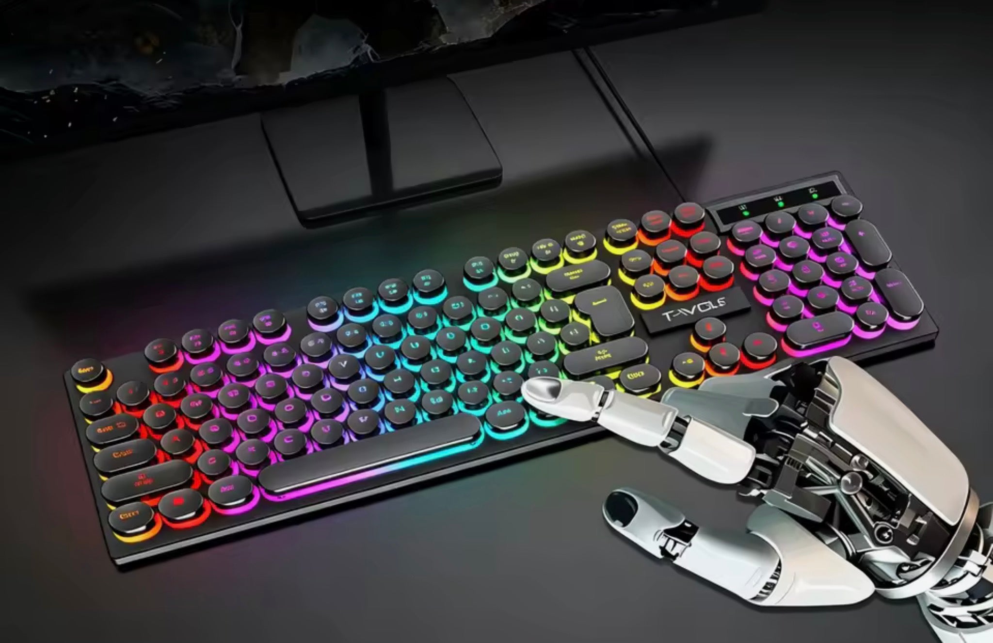 Ensemble clavier à touches rondes + souris à fil
