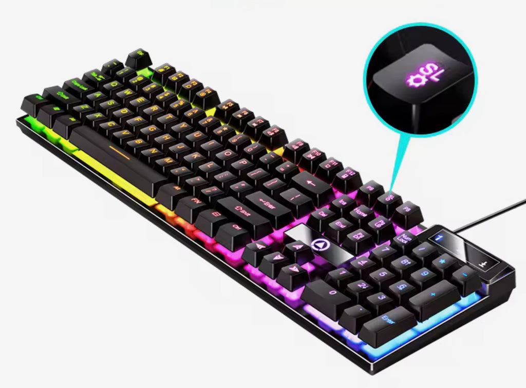 Ensemble clavier et souris filaires rétroéclairés