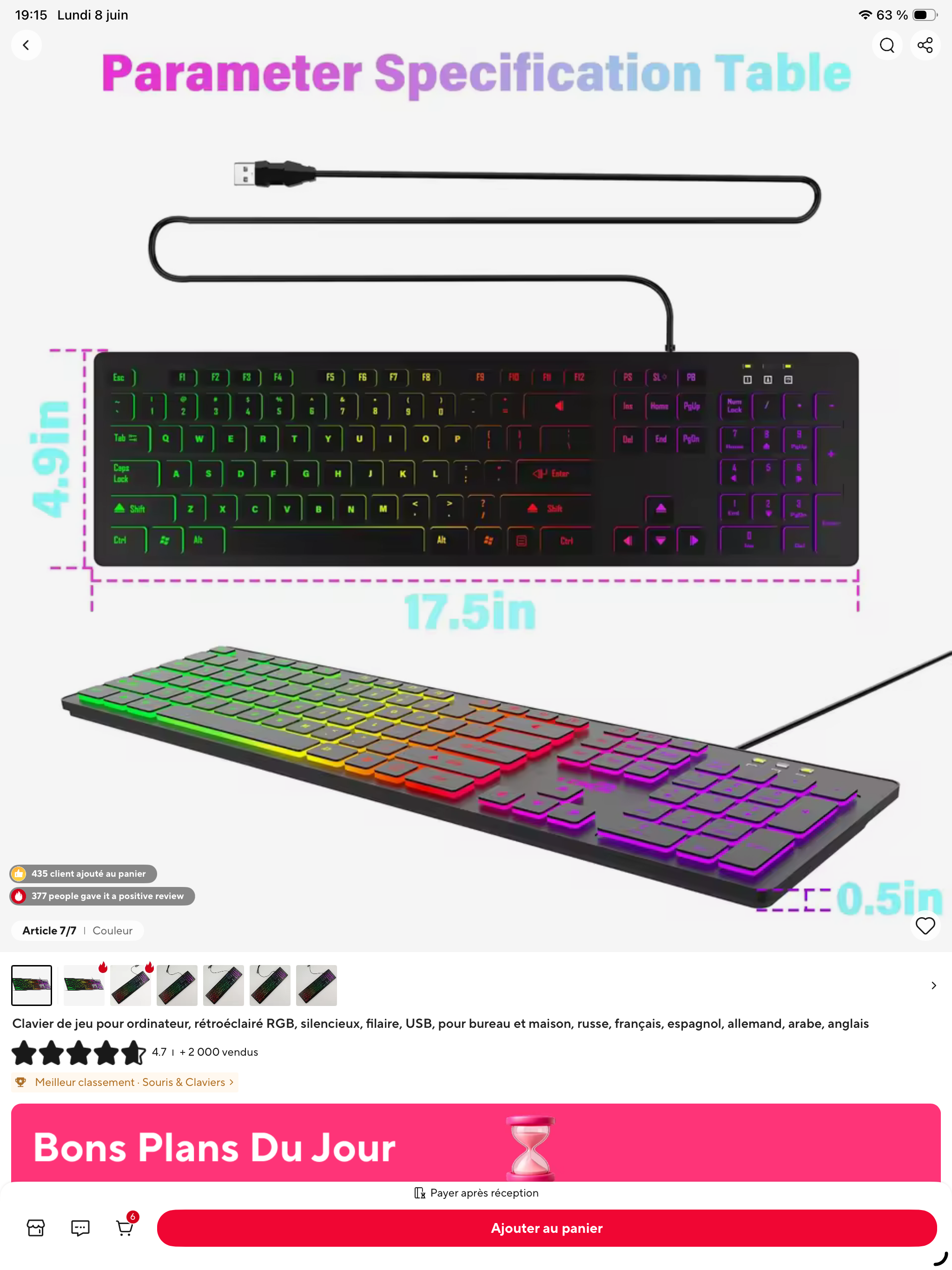 Clavier de jeu pour ordinateur